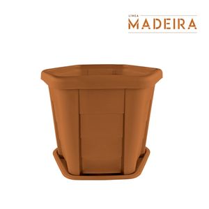 Macetero MADEIRA hexagonal mediana de 12 lts color café cedro. - CASA PICA