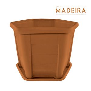 Macetero MADEIRA hexagonal gigante de 36 lts color café cedro. - CASA PICA