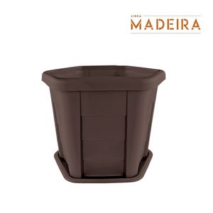Macetero MADEIRA hexagonal mediana de 12 lts color café oscuro. - CASA PICA