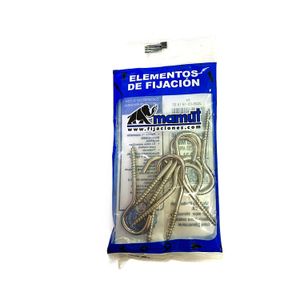 Cáncamo abierto niquelado #8. Pack x 8 unidades. - DISMAC
