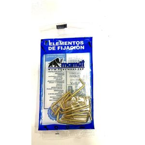 Cáncamo dorado tipo L y rosca de fijación con tope de 1". Pack x 12 unidades. - DISMAC