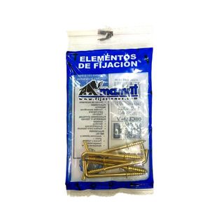 Cáncamo dorado tipo L y rosca de fijación con tope de 1-1/2". Pack x 6 unidades. - DISMAC