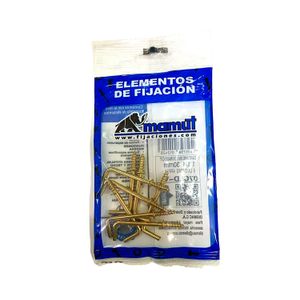 Cáncamo dorado tipo L y rosca de fijación con tope de 1-1/4". Pack x 8 unidades. - DISMAC