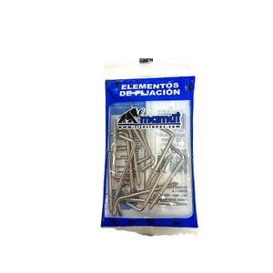 Cáncamo en L niquelado con tope de 1-1/2". Pack x 12 unidades. - DISMAC