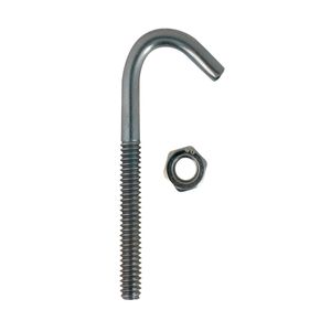 Gancho J para techo con tuerca de 1/4" x 4". Pack x 10 unidades. - DISMAC
