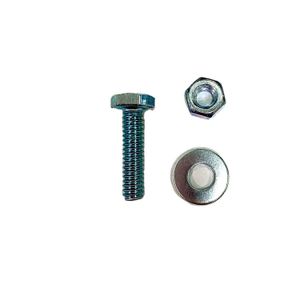 Perno hexagonal con tuerca y arandela plana de 1/4" x 1". Pack x 4 unidades. - DISMAC