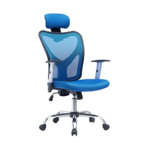 Silla para oficina con respaldo alto tipo malla color azul - MAY'S