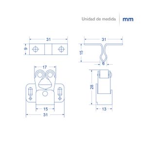 Tope de engrampe tipo rodillos café para puertas de muebles Pack x 2 unidades. - GATO