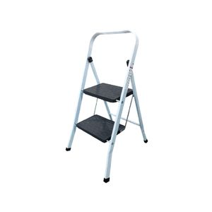 Escalera plegable negra de 2 peldaños de acero. - IDEACE GATO