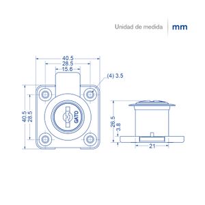 Cerradura 1550 para muebles en general con cilindro de 7/8" latonado. - GATO