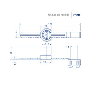 Cerradura para vitrinas y muebles con puertas corredizas (Macho de 120 mm de longitud). - GATO