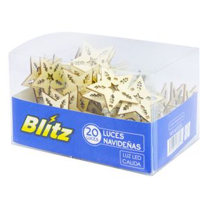 Guirnalda LED con 20 focos de iluminación cálida estilo navideño en forma de estrella, a pilas. - BLITZ