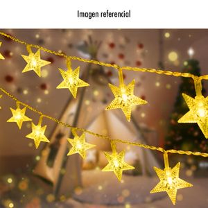 Guirnalda LED con 20 focos de iluminación cálida estilo navideño en forma de estrella, a pilas. - BLITZ