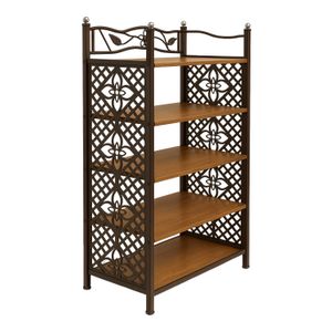 Zapatera metálica con repisas de madera de 5 niveles de 63 x 23 x 109 cm. - K HOME