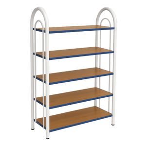 Zapatera metálica de 5 niveles con repisas de madera. - K HOME