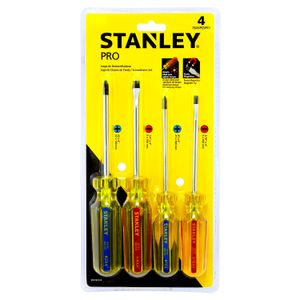 Juego de 4 desarmadores con punta magnética y mango de PVC. - STANLEY