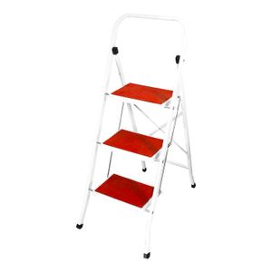 Escalera de 3 peldaños con peldaños rojos con superficie antideslizante. - WRT