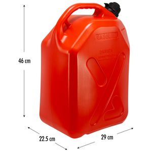 Bidón plástico color rojo con 5,3 gl / 20 lt de capacidad para gasolina. - MAX MOTOR