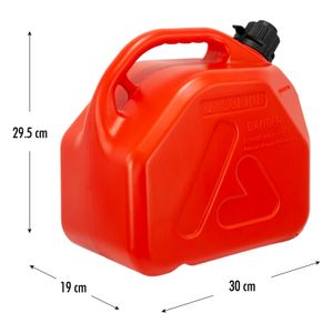 Bidón plástico color rojo con 2,6 gl / 10 lt de capacidad para gasolina. - MAX MOTOR