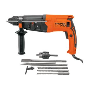 Rotomartillo SDS Plus de 800 W y 3.2 Joules, grip antiderrapante y mango auxiliar. - TRUPER PRO