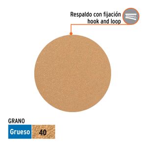 Pack de 5 discos de lija grano de N40, fabricado de óxido de aluminio. - TRUPER