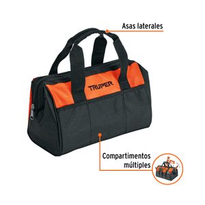 Maleta Porta herramientas de 12" de poliéster 300D resistente para trabajo pesado y rudo. - TRUPER