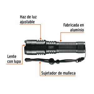 Linterna LED recargable de aluminio, alta luminosidad (1300 lm), batería de larga duración. - TRUPER EXPERT