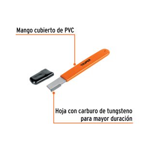 Afilador con hoja lisa de carubro de tungsteno y mango de PVC para herramientas de corte. - TRUPER
