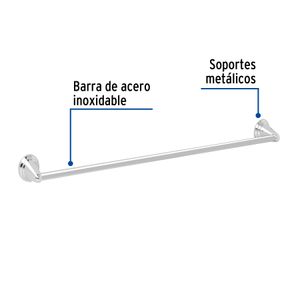 Toallero AQUA tipo barra de acero inoxidable y soportes metálicos. - FOSET