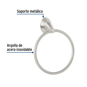 Toallero AQUA tipo argolla acabado en satín con soporte metálico. - FOSET