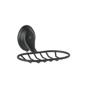 Jabonera metálica AQUA tipo rejilla negro mate con soporte resistente. - FOSET