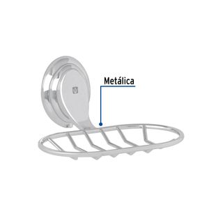Jabonera metálica AQUA tipo rejilla de acabado cromo con soporte resistente. - FOSET