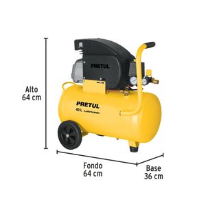 Compresor de 40 lts y 3 HP, motor monofásico de 127V y presión máxima de 116 PSI 4,2CFM - PRETUL