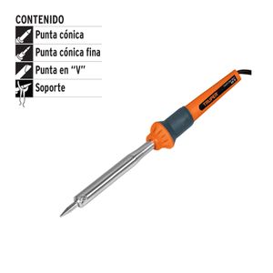 Cautín eléctrico de 60 W, tipo lapiz para trabajo pesado Incluye 3 puntas para cautín. - PRETUL