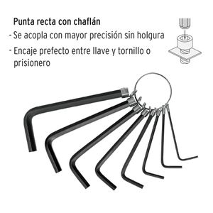 Juego de 8 llaves Allen tipo llavero con puntas hexagonales MILIMÉTRICAS. - PRETUL