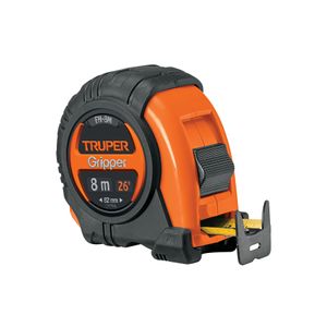 Flexómetro GRIPPER de 8 m con cinta de 25 mm, resistente a impactos. - TRUPER