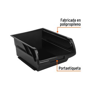Gaveta plástica #5 APILABLE hecha de polipronileno resistente negro de 41 × 31 × 18 cm. - TRUPER