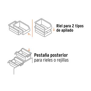 Gaveta plástica #4 APILABLE hecha de polipronileno resistente negro de 34 × 21 × 15 cm. - TRUPER