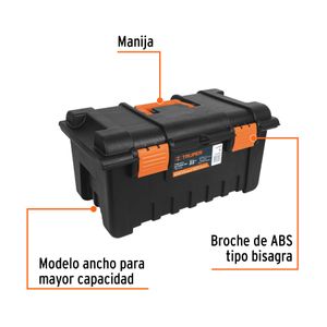 Caja de herramientas de polipropileno de 22" con broches ABS, SIN compartimentos. - TRUPER
