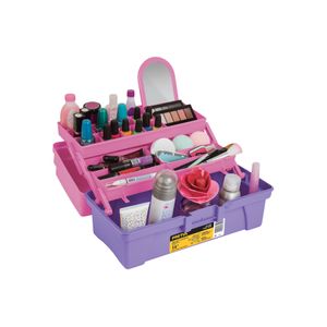 Caja cosmetiquera de polipropileno de 14" con 2 bandejas deslizables y 19 compartimentos. - PRETUL