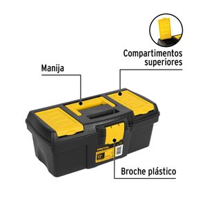 Caja de herramientas de polipropileno de 13" con broches plásticos. - PRETUL