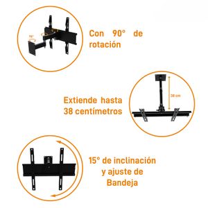 Soporte de brazo Bi Articulado 3.0 para televisores de 26" - 65" pulgadas con rotación de 180°. - SONYA