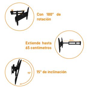 Soporte de brazo extensible de 65 cm para televisores de 37" - 75" pulgadas. - SONYA