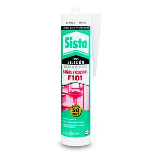 Silicón adhesivo/sellador blanco recomendado para zonas con humedad constante 300 ml. - SISTA