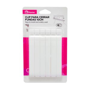 Clip plástico de 10 cm para cerrar fundas herméticamente Pack x 6 unidades. - K HOME