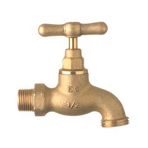 Llave para manguera con manija "T" de medida 1/2" E436.04 Bronce. - FV