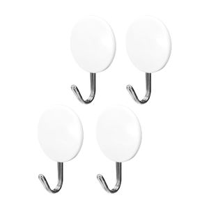 Gancho adhesivo metálico pequeño con base blanca y 1 kg de capacidad de carga Pack x 4 unidades. - K HOME