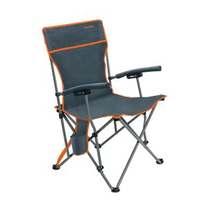 Silla plegable de poliéster con estructura de acero, apoyabrazos y portavasos para camping. - TRUPER