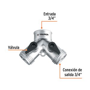 Conector metálico en "Y" de dos vías para uso en mangueras. - TRUPER