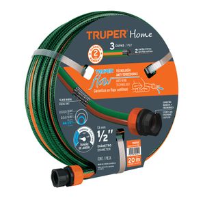 Manguera de 1/2" reforzada de 20 m de largo para uso doméstico. - TRUPER